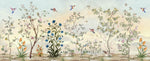 Tapet Zen Oriental cu gradina inflorita si pasari in zbor - SPRING MELODY