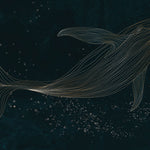 Tapet Zen Oriental cu balena asiatica intr-o ilustratie abstracta - ASIAN NIGHT WHALE