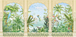 Tapet Zen Oriental cu coloane indiene si priveliste de gradina inflorita - JUNGLE STONE COLUMNS