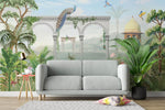 Tapet Zen Oriental cu coloane de piatra si gradina inflorita - FADED ASIAN COLUMNS