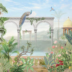Tapet Zen Oriental cu coloane de piatra si gradina inflorita - FADED ASIAN COLUMNS