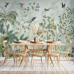 Tapet Zen Oriental cu gradina cu pomi fructiferi si pasari - LEMON CHINOISERIE JUNGLE