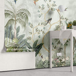 Tapet Zen Oriental cu gradina cu pomi fructiferi si pasari - LEMON CHINOISERIE JUNGLE