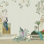 Tapet Zen Oriental cu templu indian cu pauni si fantana de apa - MUGHAL PEACE GARDEN