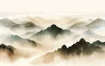 Tapet Zen Oriental cu munti pictati cu textura 2 - WATERCOLOR ZEN MOUNTAINS II