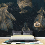 Tapet Zen Oriental cu pesti aurii asiatici ilustrati in stil abstract - ORIENTAL GOLD FISH