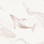 Tapet Zen Oriental cu balena asiatica ilustrata - GENTLE DANCING WHALES