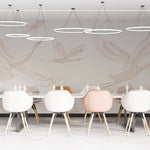 Tapet Zen Oriental cu egrete ilustrate - FLYING CRANES PATERN