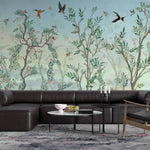Tapet Zen Oriental cu gradina in stil chinoiserie si pasari - THE JOY OF SPRING