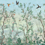 Tapet Zen Oriental cu gradina in stil chinoiserie si pasari - THE JOY OF SPRING