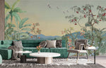 Tapet Zen Oriental cu peisaj montan si vegetatie inflorita - ZEN SUNSET VIEW