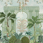 Tapet Zen Oriental cu spalier verde oriental si vegetatie densa exotica - VERDANT OASIS