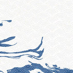 Tapet Japandi cu motive japoneze seigaiha in forma de valuri albastre - INK WASH OCEAN