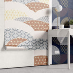 Tapet Japandi cu mix de motive japoneze seigaiha mixte in nuante - MIXED JAPANESE FABRIC