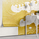 Tapet Japandi cu valuri aurii ilustrate in stil japonez cu motive seigaiha - GOLDEN TEXTURE WAVES