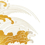 Tapet Japandi cu valuri aurii ilustrate in stil japonez cu motive seigaiha - GOLDEN TEXTURE WAVES
