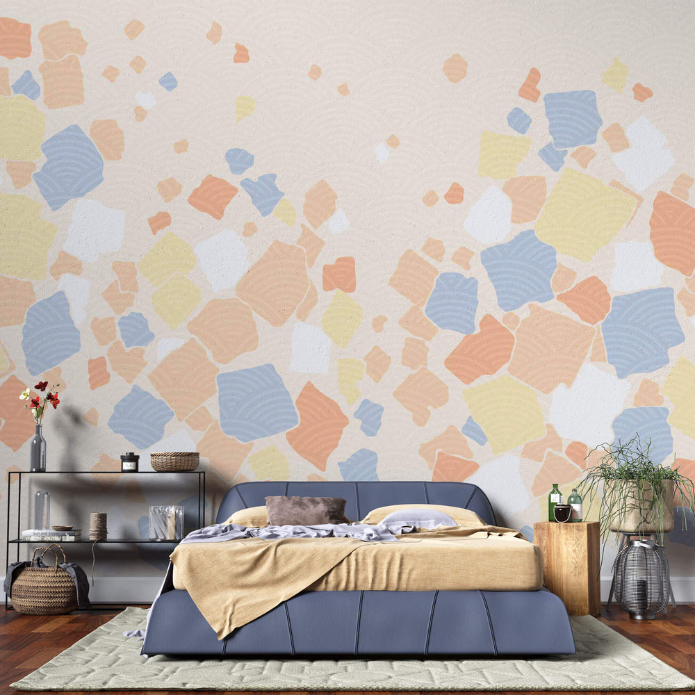 Tapet Japandi cu elemente abstracte de mosaic cu motive japoneze - JAPANESE MOSAIQUE