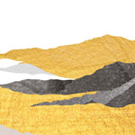 Tapet Japandi cu munti abstracti texturati cu motive japoneze in nuante aurii si negre - ZENITH OF GOLD