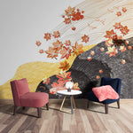 Tapet Japandi cu peisaj abstract japonez cu frunze de artar japonez - MAPLE JAPANESE WIND
