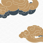 Tapet Japandi cu nori abstracti in stil japonez cu fundal texturat cu motive seigaiha - SERENITY BEIGE CLOUDS