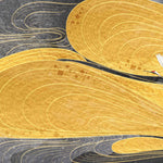 Tapet Japandi cu model abstract japonez in nuante aurii si negre si egrete in zbor - WINDY GOLDEN  SKY