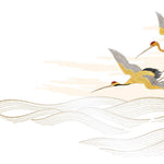 Tapet Japandi cu peisaj abstract cu munti si egrete aurii - JAPANDI FLIGHT