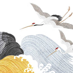 Tapet Japandi cu peisaj abstract cu tsunami japonezi si egrete in zbor - TSUNAMI CRANES