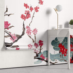 Tapet Japandi cu ciresi japonezi infloriti nori si egrete in zbor - TUSURU SAKURA BLOSSOM