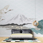 Tapet Japandi cu un peisaj montan si fundal cu motive seigaiha - SEIGAIHA MOUNTAIN