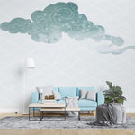 Tapet Japandi cu un peisaj montan si fundal cu motive seigaiha - SEIGAIHA MOUNTAIN