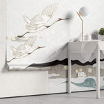 Tapet Japandi cu un peisaj montan si fundal cu motive seigaiha - SEIGAIHA MOUNTAIN