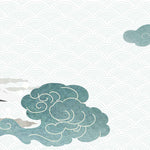 Tapet Japandi cu un peisaj montan si fundal cu motive seigaiha - SEIGAIHA MOUNTAIN