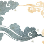 Tapet Japandi cu nori abstracti in nuante de gri si crem - SEIGAIHA WIND BLOW