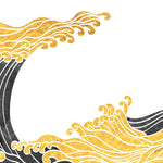 Tapet Japandi cu valuri japoneze in nuante de negru si auriu - KANAGAWA GOLDEN WAVE