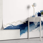 Tapet Japandi cu model abstract in nuante de albastru si motive texturate seigaiha - BLUE WATERCOLOR STROKE