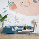 Tapet Japandi cu ilustratie florala cu motive japoneze - SOFT JAPANDI FLOWERS