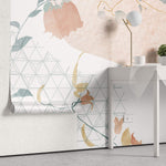 Tapet Japandi cu ilustratie florala cu motive japoneze - SOFT JAPANDI FLOWERS