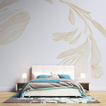 Tapet Japandi cu ilustratie abstracta minimalista - SERENITY LEAF