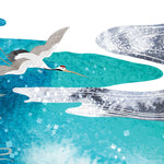 Tapet Japandi cu egrete aflate in zbor peste apa marii - OFFSHORE CRANES