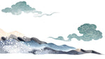 Tapet Japandi cu peisaj montan si nori abstracti ilustrati in stil japonez - SMOKEY MOUNTAINS