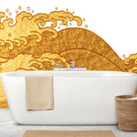 Tapet Japandi cu valuri inalte aurii -  LIQUID GOLD WAVES