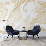 Tapet Japandi cu frunze abstracte dungate - SERENITY LEAF II