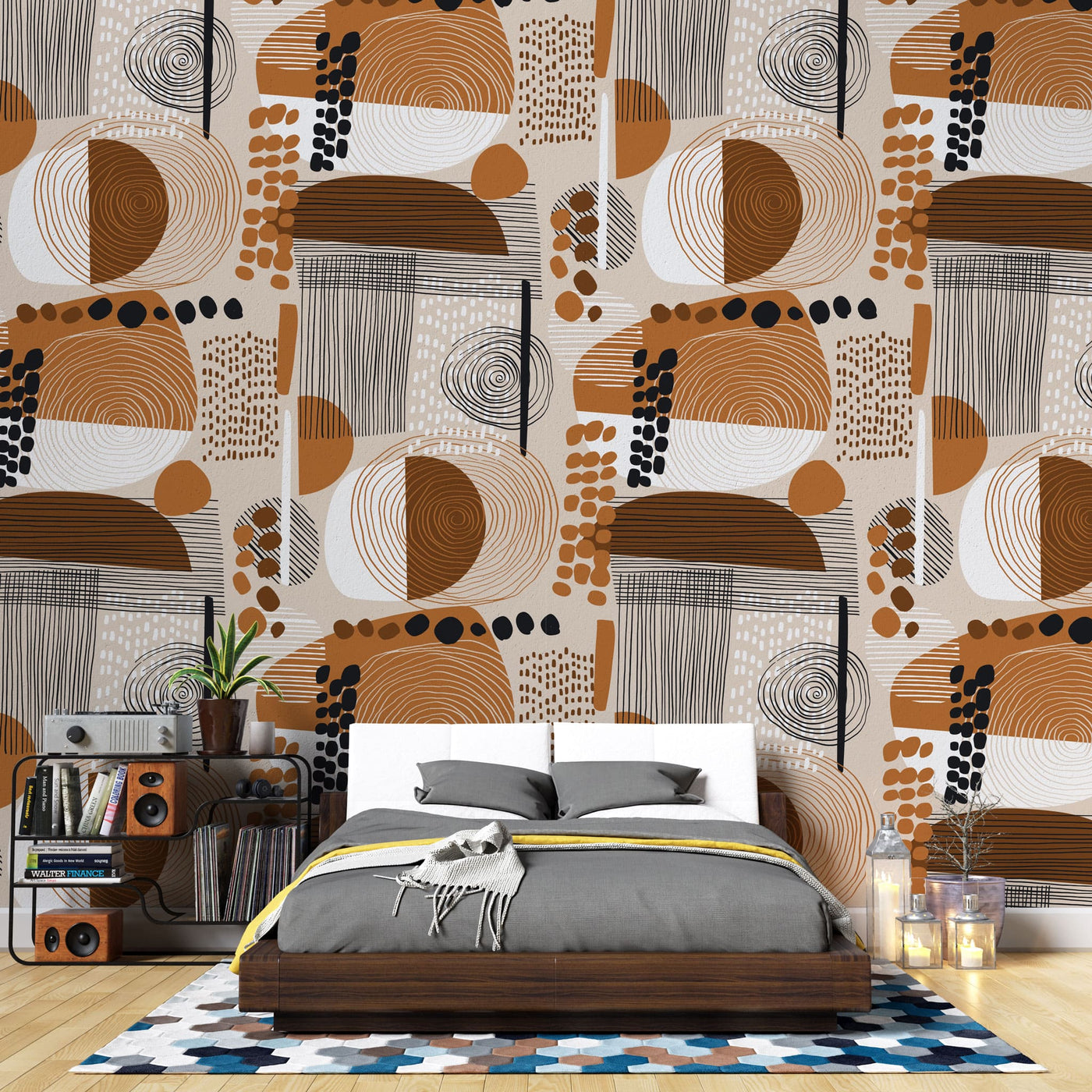 fototapet-personalizat-bohemiam-cu-model-abstract-in-nuante-maronii-bohemiam-pattern