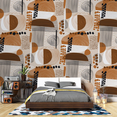 fototapet-personalizat-bohemiam-cu-model-abstract-in-nuante-maronii-bohemiam-pattern