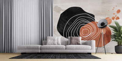tapet personalizat bohemian padure salbatica linii artistice fluide spirit liber frumusete simpla natura wildwood lineart