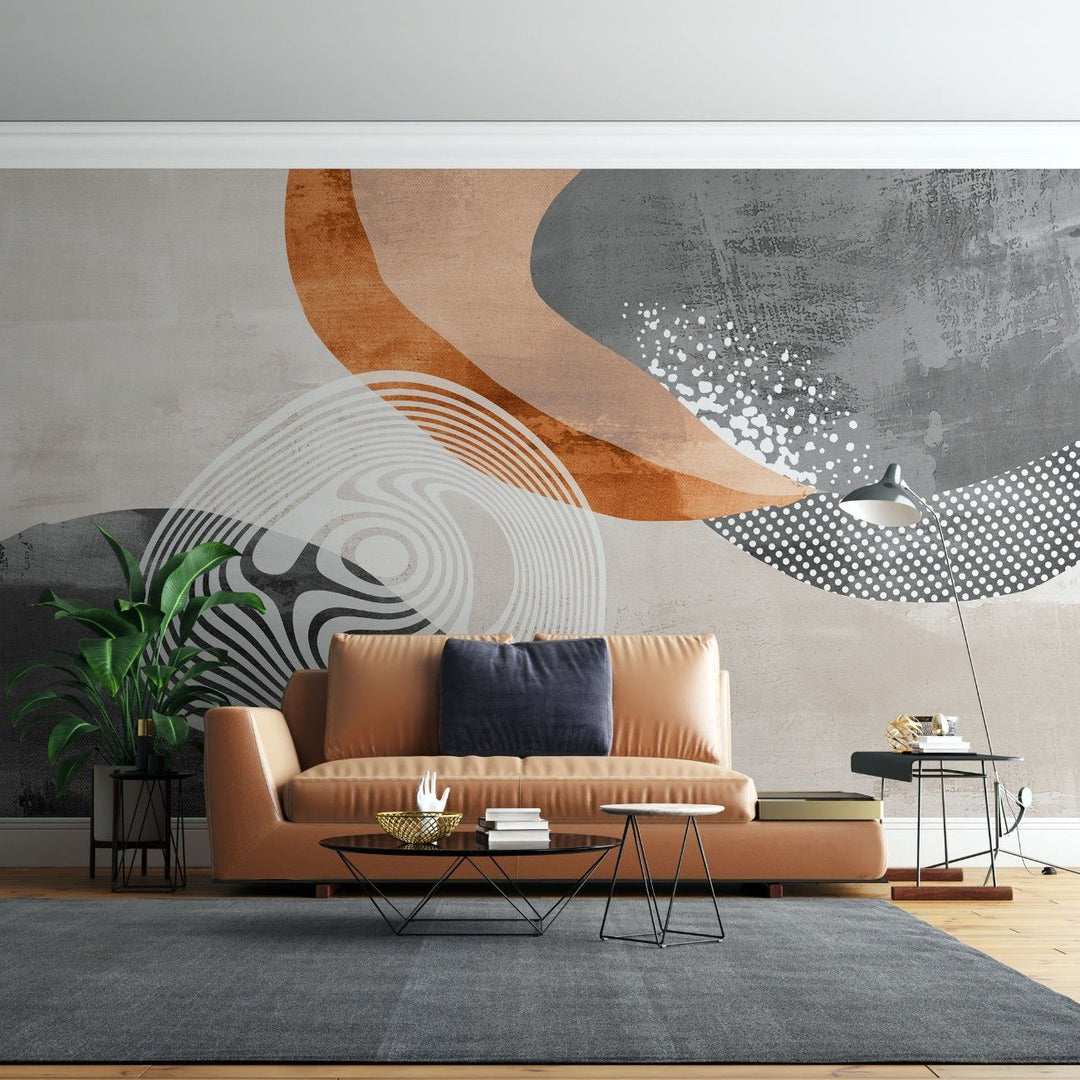 Tapet personalizat bohemian interpretare abstracta oaza culori fade forme fluide liniste frumusete refugiu abstract oasis abstraction