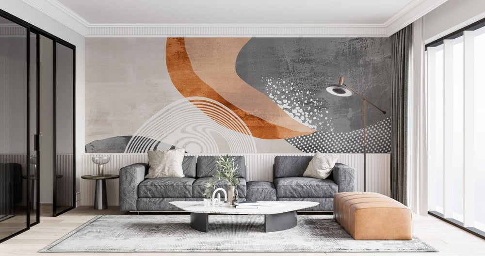 Tapet personalizat bohemian interpretare abstracta oaza culori fade forme fluide liniste frumusete refugiu abstract oasis abstraction