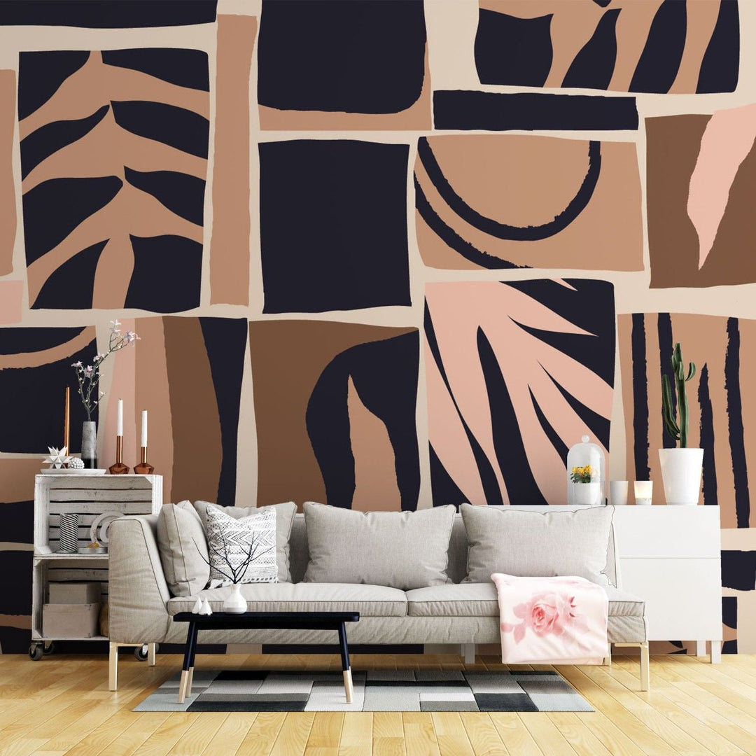 Tapet personalizat bohemian model delicat frunze natura design subtil armonios spatiu relaxare leaf pattern