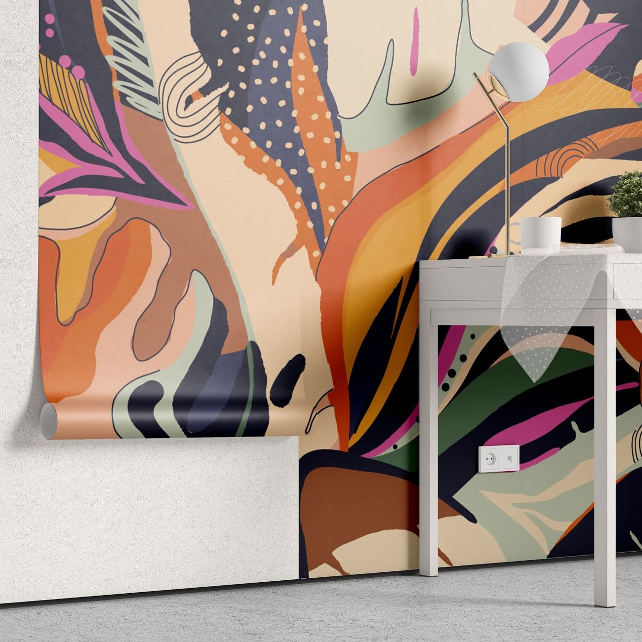 tapet personalizat bohemian reflexia delicata frunze pace echilibru design subtil poezie leaf reflection