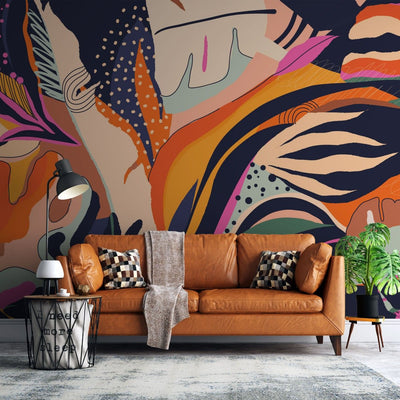 tapet personalizat bohemian reflexia delicata frunze pace echilibru design subtil poezie leaf reflection